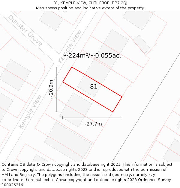 81, KEMPLE VIEW, CLITHEROE, BB7 2QJ: Plot and title map