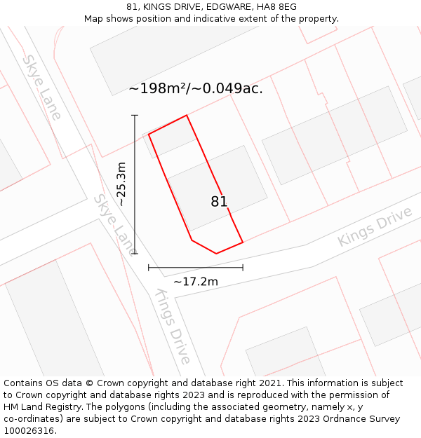 81, KINGS DRIVE, EDGWARE, HA8 8EG: Plot and title map