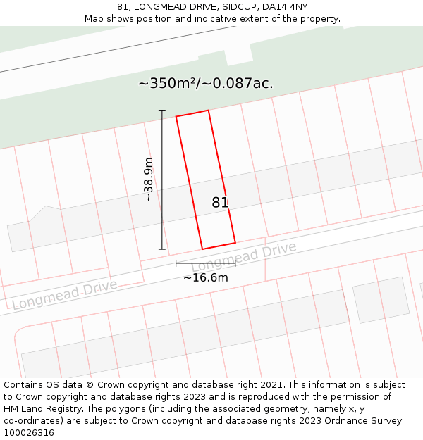 81, LONGMEAD DRIVE, SIDCUP, DA14 4NY: Plot and title map