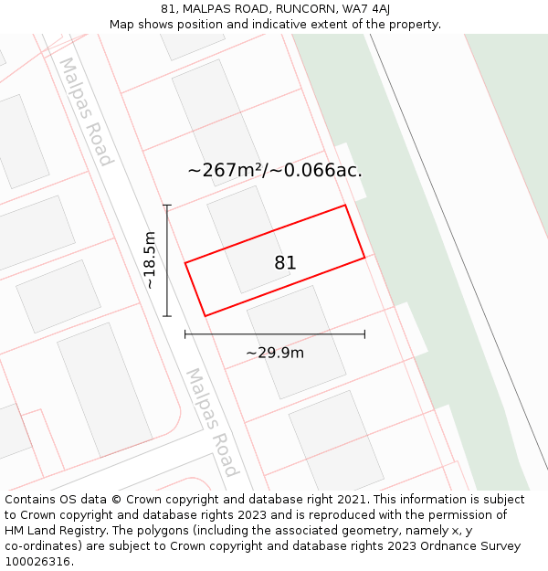 81, MALPAS ROAD, RUNCORN, WA7 4AJ: Plot and title map