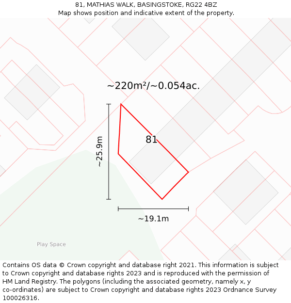 81, MATHIAS WALK, BASINGSTOKE, RG22 4BZ: Plot and title map