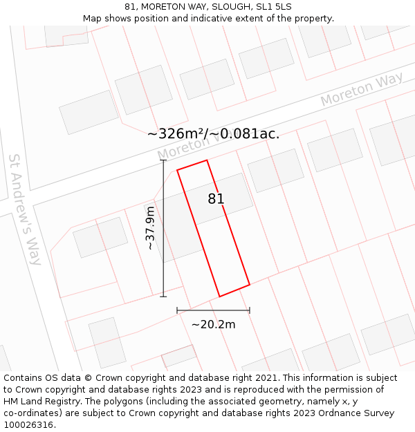 81, MORETON WAY, SLOUGH, SL1 5LS: Plot and title map