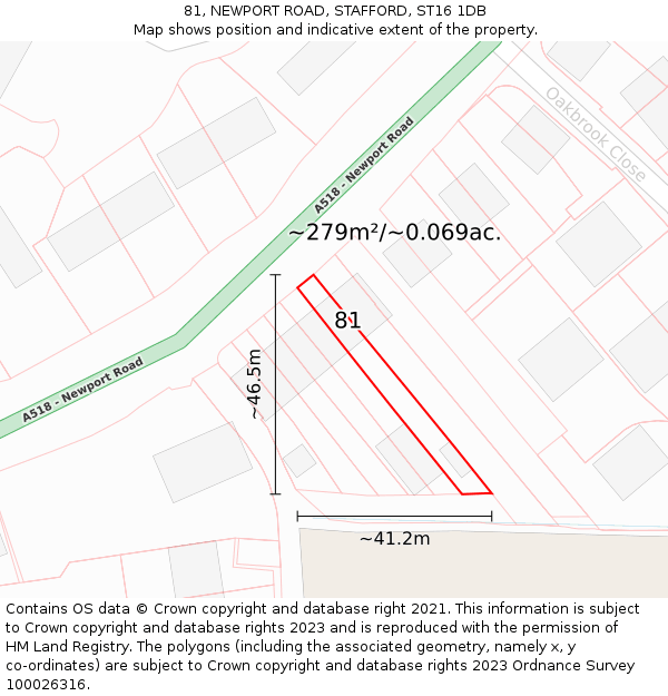 81, NEWPORT ROAD, STAFFORD, ST16 1DB: Plot and title map