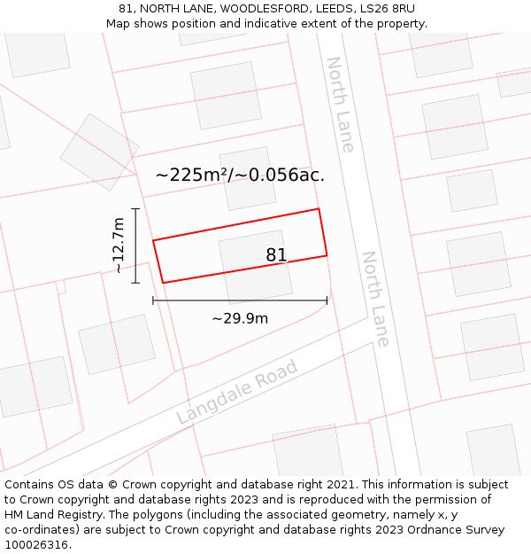 81, NORTH LANE, WOODLESFORD, LEEDS, LS26 8RU: Plot and title map