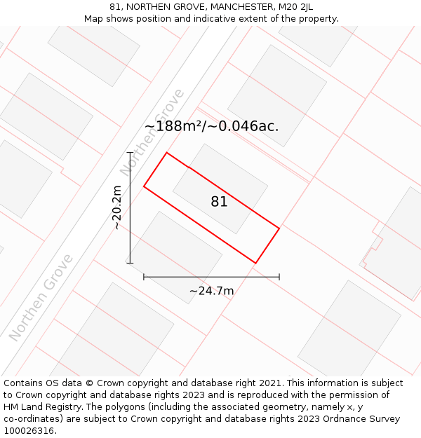 81, NORTHEN GROVE, MANCHESTER, M20 2JL: Plot and title map