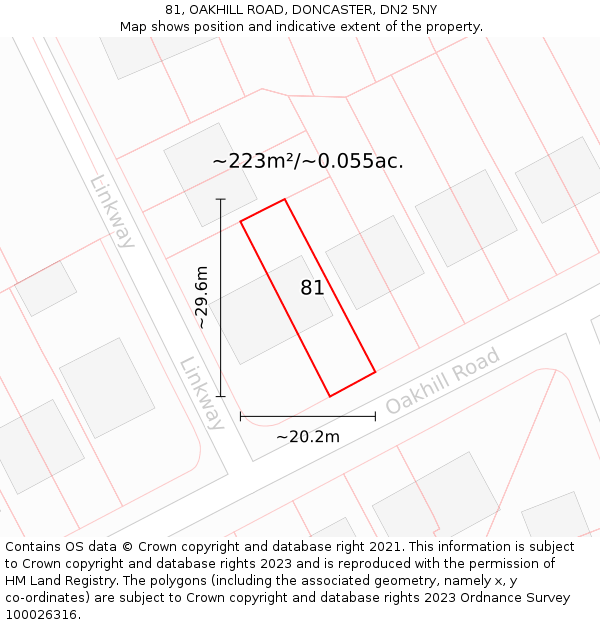 81, OAKHILL ROAD, DONCASTER, DN2 5NY: Plot and title map