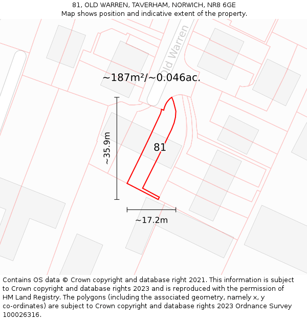 81, OLD WARREN, TAVERHAM, NORWICH, NR8 6GE: Plot and title map