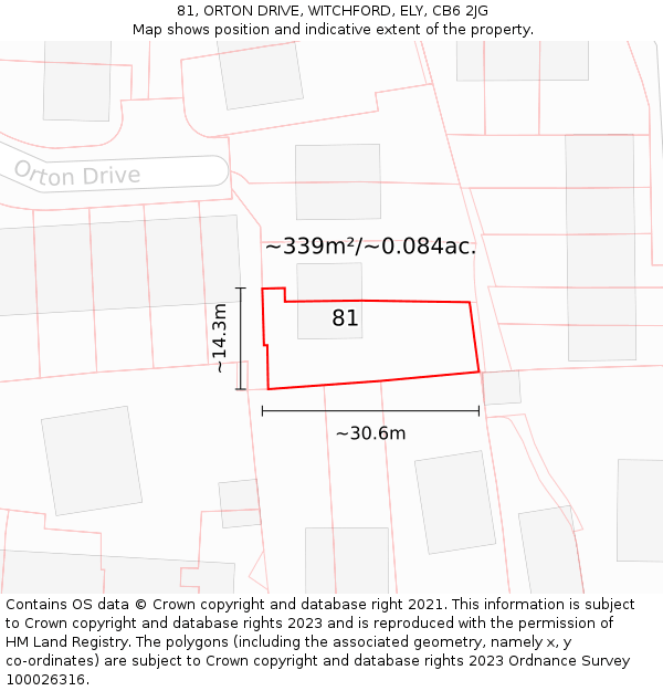 81, ORTON DRIVE, WITCHFORD, ELY, CB6 2JG: Plot and title map