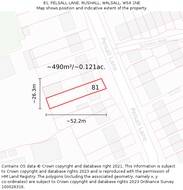 81, PELSALL LANE, RUSHALL, WALSALL, WS4 1NE: Plot and title map