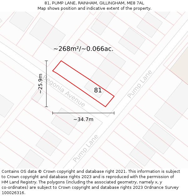 81, PUMP LANE, RAINHAM, GILLINGHAM, ME8 7AL: Plot and title map