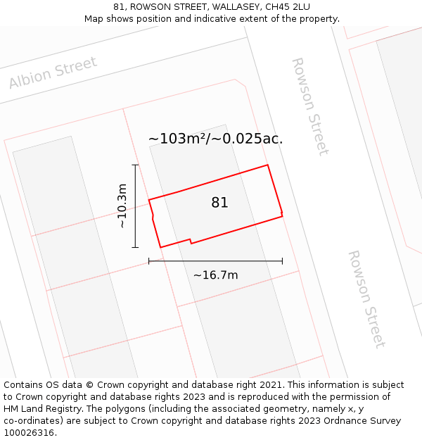 81, ROWSON STREET, WALLASEY, CH45 2LU: Plot and title map