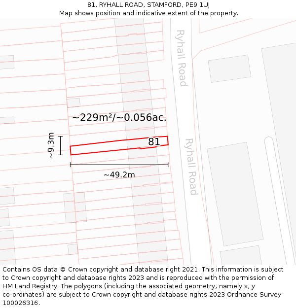 81, RYHALL ROAD, STAMFORD, PE9 1UJ: Plot and title map