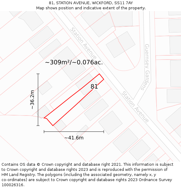 81, STATION AVENUE, WICKFORD, SS11 7AY: Plot and title map