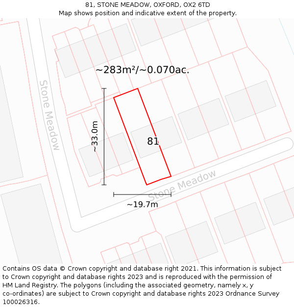 81, STONE MEADOW, OXFORD, OX2 6TD: Plot and title map