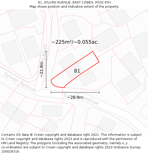 81, SYLVAN AVENUE, EAST COWES, PO32 6TH: Plot and title map