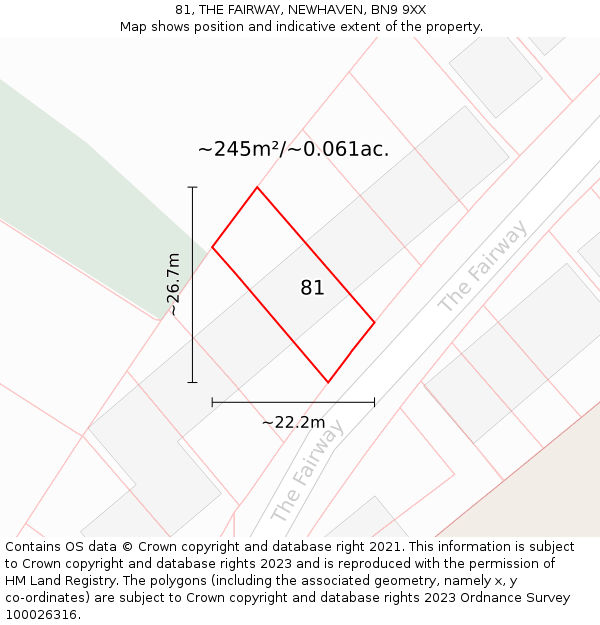 81, THE FAIRWAY, NEWHAVEN, BN9 9XX: Plot and title map