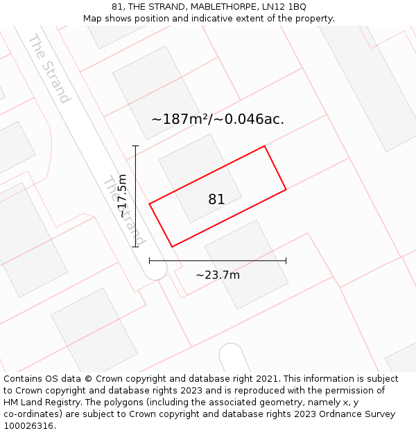 81, THE STRAND, MABLETHORPE, LN12 1BQ: Plot and title map