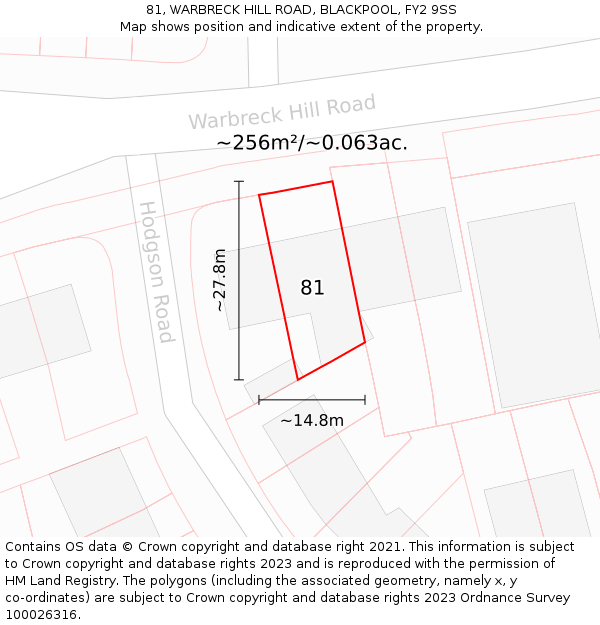 81, WARBRECK HILL ROAD, BLACKPOOL, FY2 9SS: Plot and title map