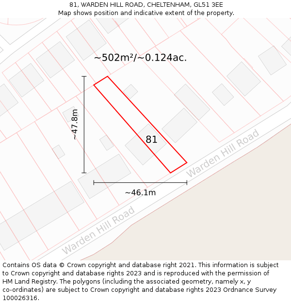81, WARDEN HILL ROAD, CHELTENHAM, GL51 3EE: Plot and title map