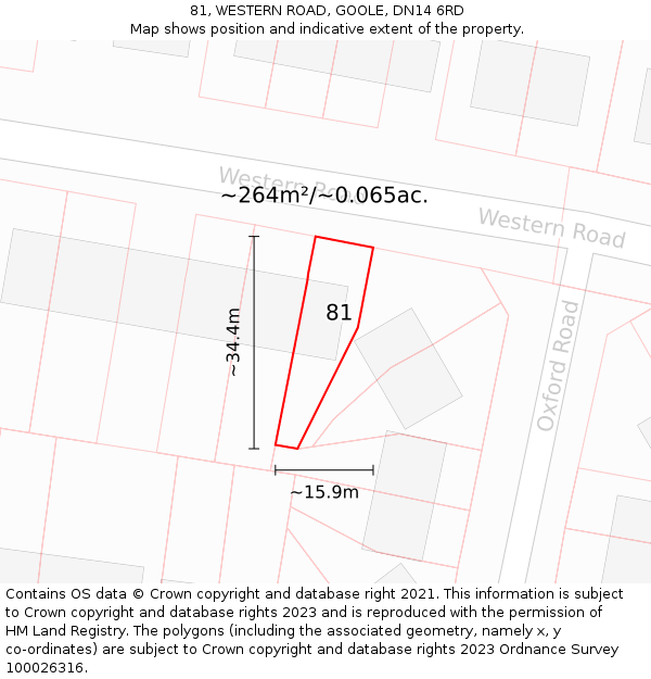 81, WESTERN ROAD, GOOLE, DN14 6RD: Plot and title map