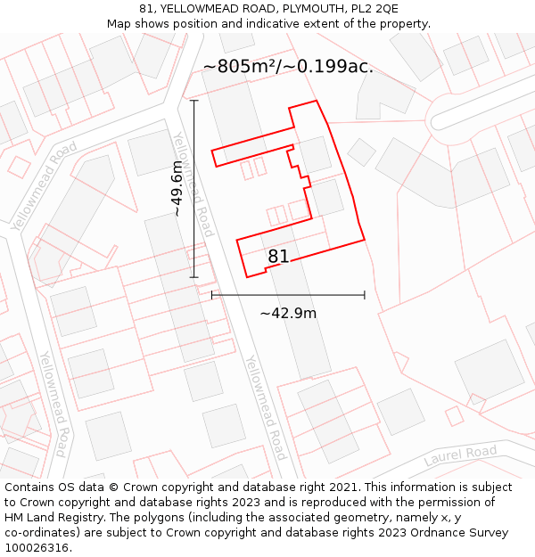 81, YELLOWMEAD ROAD, PLYMOUTH, PL2 2QE: Plot and title map