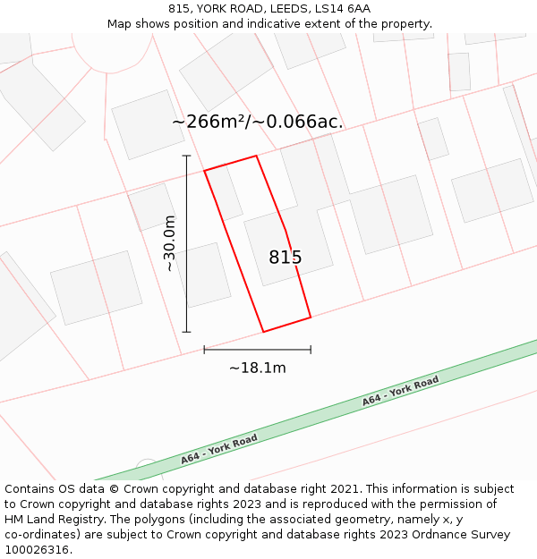 815, YORK ROAD, LEEDS, LS14 6AA: Plot and title map