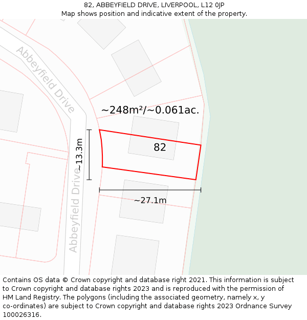 82, ABBEYFIELD DRIVE, LIVERPOOL, L12 0JP: Plot and title map