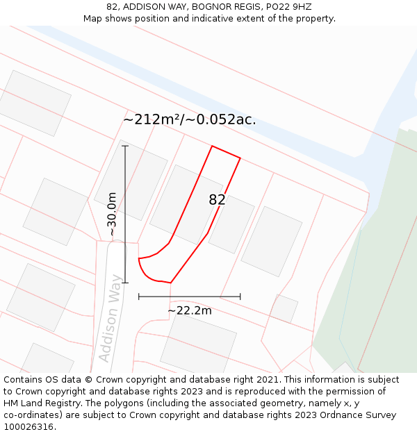 82, ADDISON WAY, BOGNOR REGIS, PO22 9HZ: Plot and title map