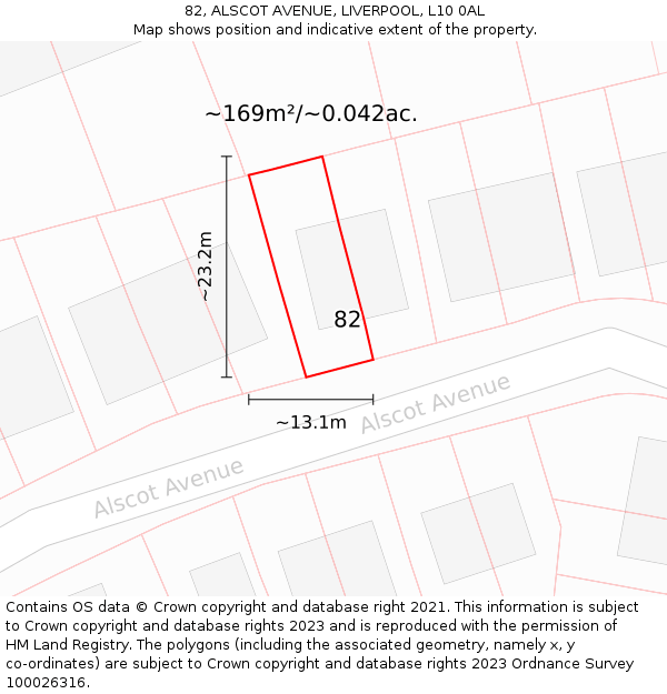 82, ALSCOT AVENUE, LIVERPOOL, L10 0AL: Plot and title map
