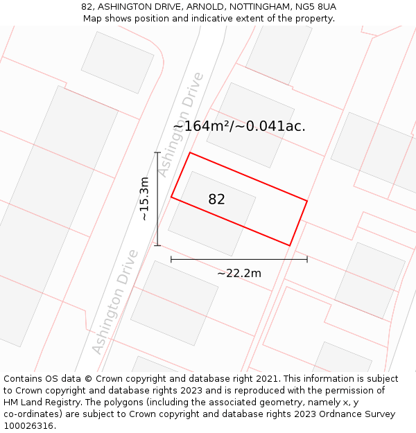 82, ASHINGTON DRIVE, ARNOLD, NOTTINGHAM, NG5 8UA: Plot and title map