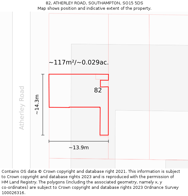 82, ATHERLEY ROAD, SOUTHAMPTON, SO15 5DS: Plot and title map