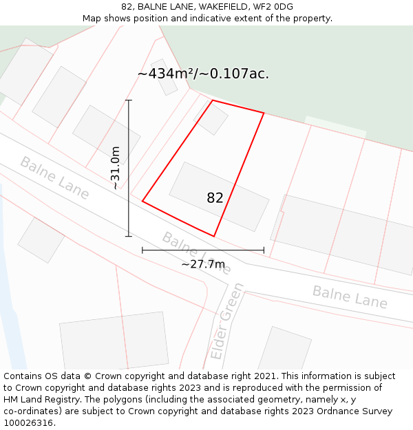 82, BALNE LANE, WAKEFIELD, WF2 0DG: Plot and title map