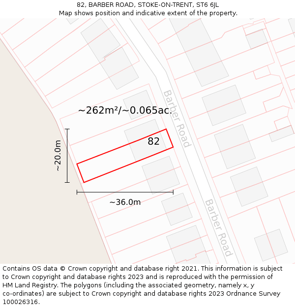 82, BARBER ROAD, STOKE-ON-TRENT, ST6 6JL: Plot and title map