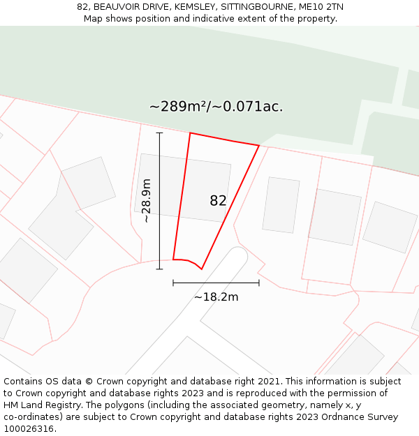 82, BEAUVOIR DRIVE, KEMSLEY, SITTINGBOURNE, ME10 2TN: Plot and title map