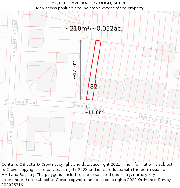 82, BELGRAVE ROAD, SLOUGH, SL1 3RE: Plot and title map