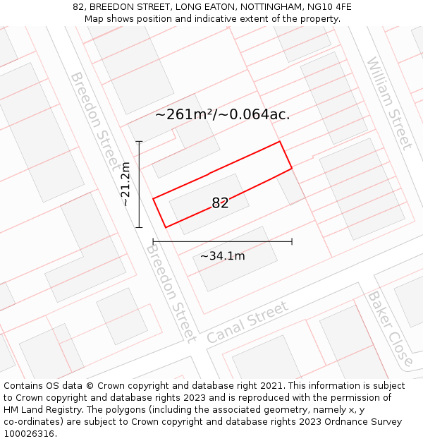 82, BREEDON STREET, LONG EATON, NOTTINGHAM, NG10 4FE: Plot and title map