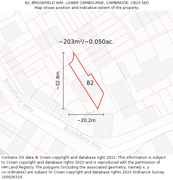 82, BROOKFIELD WAY, LOWER CAMBOURNE, CAMBRIDGE, CB23 5ED: Plot and title map