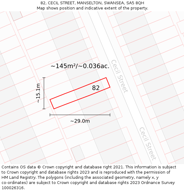 82, CECIL STREET, MANSELTON, SWANSEA, SA5 8QH: Plot and title map