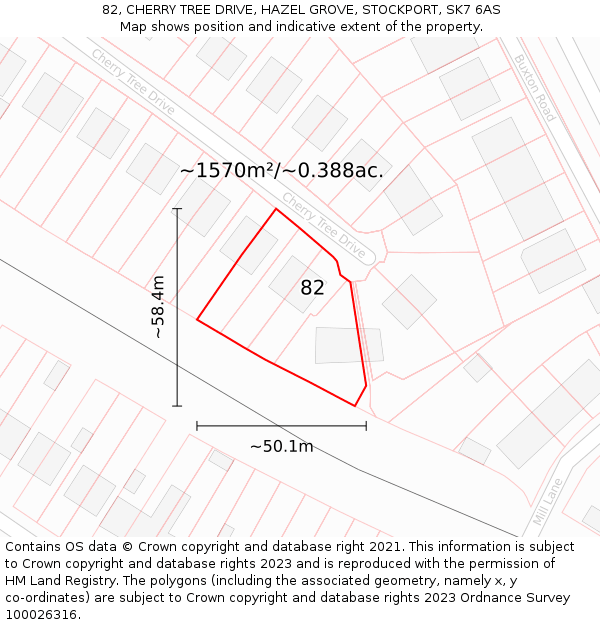 82, CHERRY TREE DRIVE, HAZEL GROVE, STOCKPORT, SK7 6AS: Plot and title map