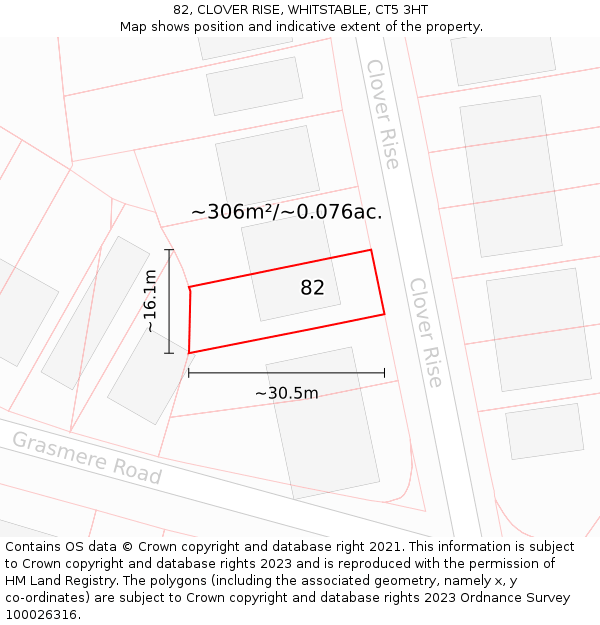 82, CLOVER RISE, WHITSTABLE, CT5 3HT: Plot and title map