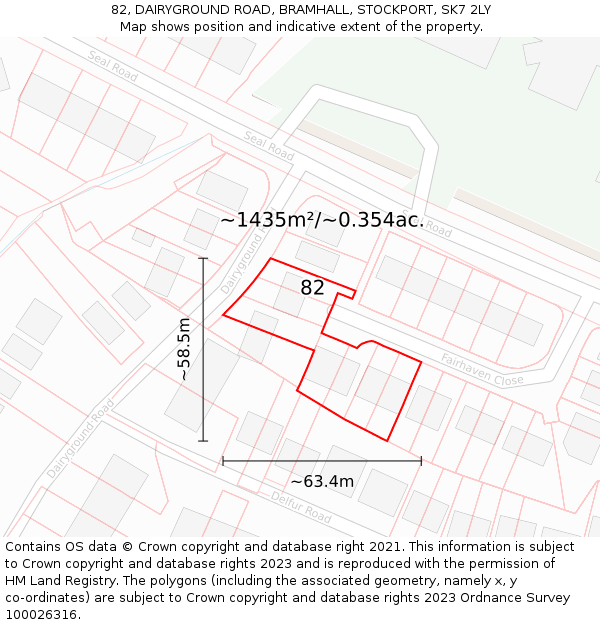 82, DAIRYGROUND ROAD, BRAMHALL, STOCKPORT, SK7 2LY: Plot and title map