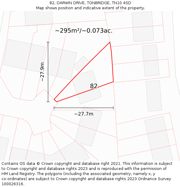 82, DARWIN DRIVE, TONBRIDGE, TN10 4SD: Plot and title map