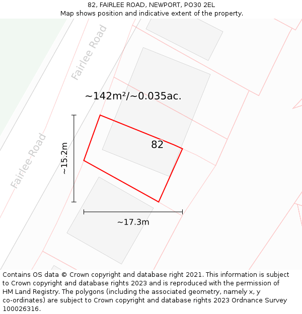 82, FAIRLEE ROAD, NEWPORT, PO30 2EL: Plot and title map