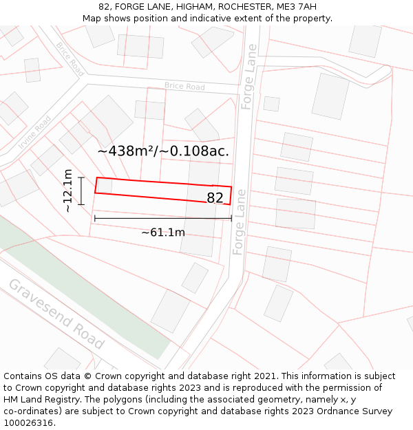 82, FORGE LANE, HIGHAM, ROCHESTER, ME3 7AH: Plot and title map