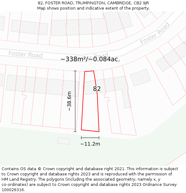 82, FOSTER ROAD, TRUMPINGTON, CAMBRIDGE, CB2 9JR: Plot and title map