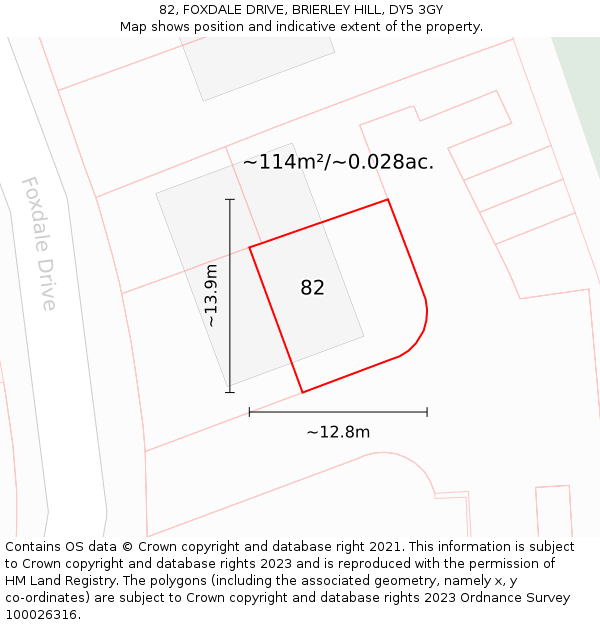 82, FOXDALE DRIVE, BRIERLEY HILL, DY5 3GY: Plot and title map