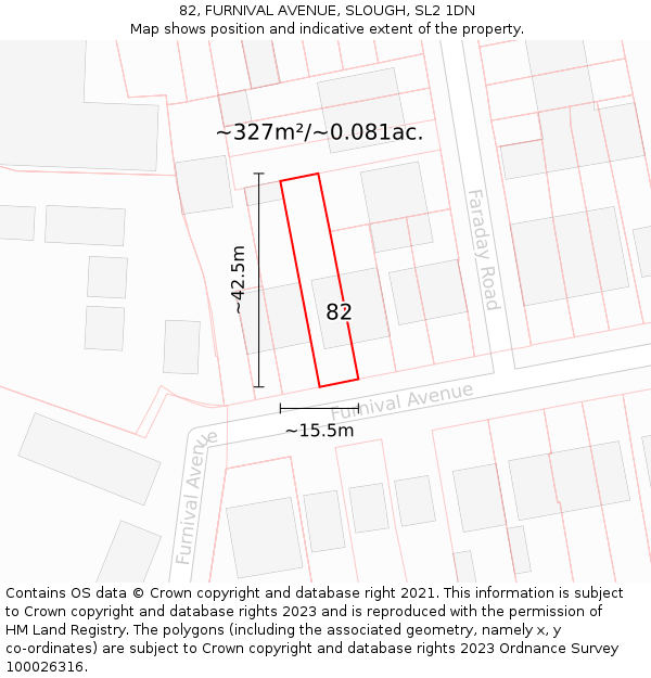 82, FURNIVAL AVENUE, SLOUGH, SL2 1DN: Plot and title map