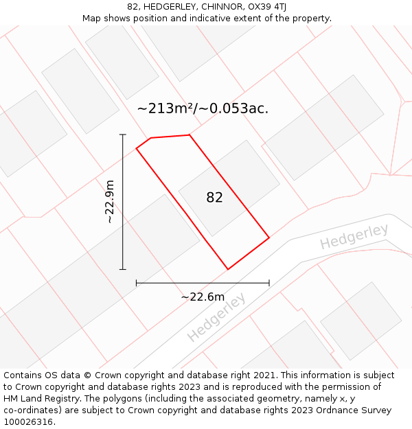 82, HEDGERLEY, CHINNOR, OX39 4TJ: Plot and title map