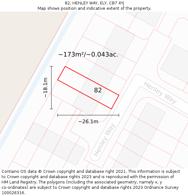 82, HENLEY WAY, ELY, CB7 4YJ: Plot and title map