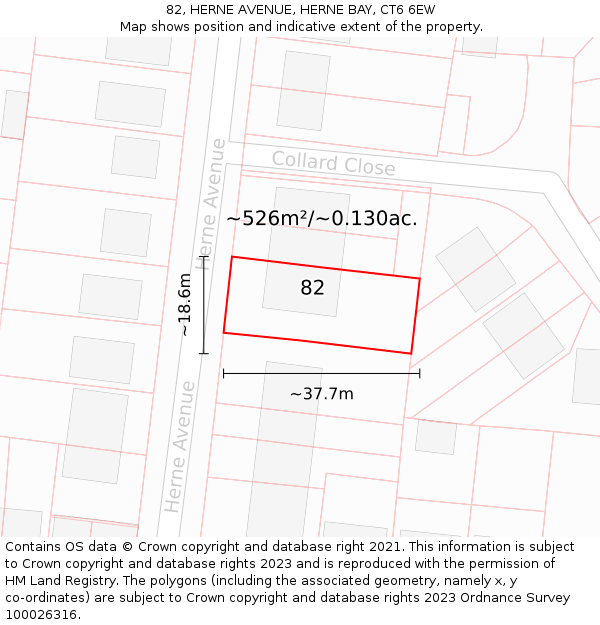 82, HERNE AVENUE, HERNE BAY, CT6 6EW: Plot and title map